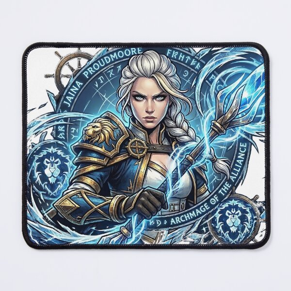 Item preview, Jaina Proudmoore: Archmage of the Alliance - Frost Magic Emblem designed and sold by InspirAI.