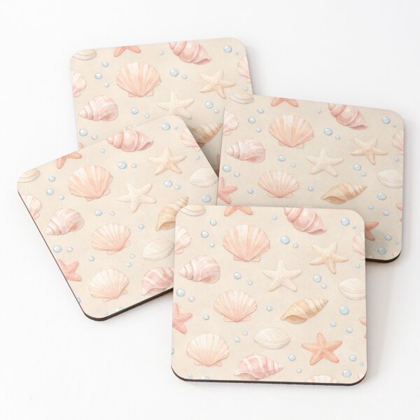 Item preview, Watercolor Seashells and Starfish Coastal Pattern designed and sold by ByJuju.