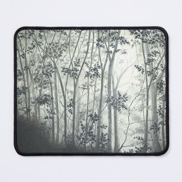 Item preview, Where the Light Finds You – Misty Forest Charcoal Drawing (Black & White Wall Art) designed and sold by Chris Ott Creates.