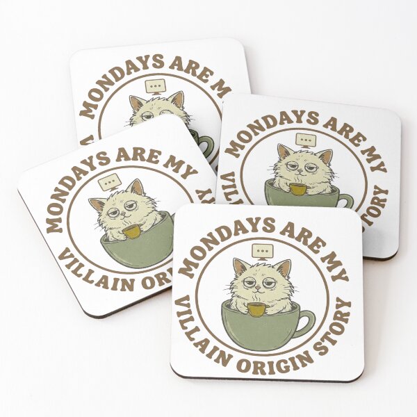 Item preview, Mondays Are My Villain Origin Story Funny Cat Coffee designed and sold by CozyPanicStudio.
