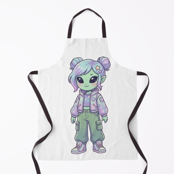 Item preview, Cute Green Alien Girl with Blue and Purple Hair designed and sold by CosmicCutouts.