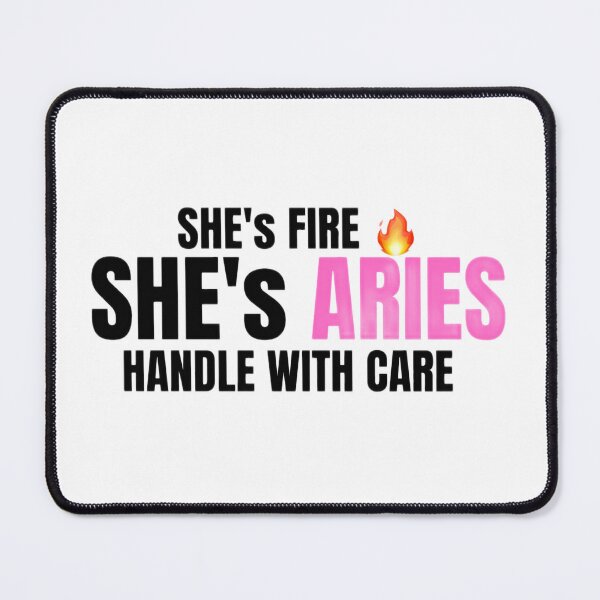 Item preview, She’s Fire She’s Aries – Bold Feminine Zodiac Quote, Aries Woman Design designed and sold by Aisha Creates.