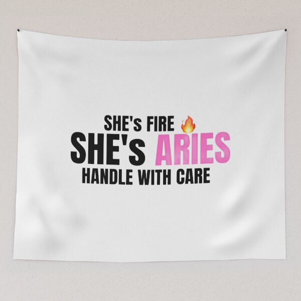 Item preview, She’s Fire She’s Aries – Bold Feminine Zodiac Quote, Aries Woman Design designed and sold by Aisha Creates.