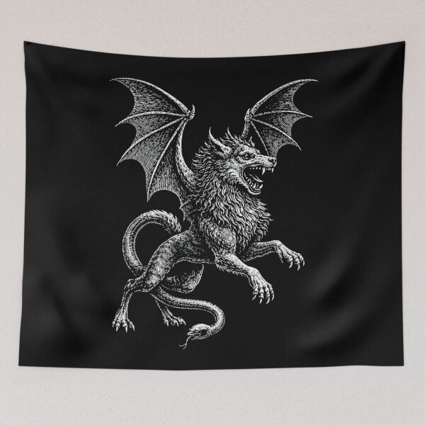 Item preview, Marchosias Demon Goetia Gothic Engraving Occult Dark Art Winged Wolf designed and sold by MoonlitCatacomb.