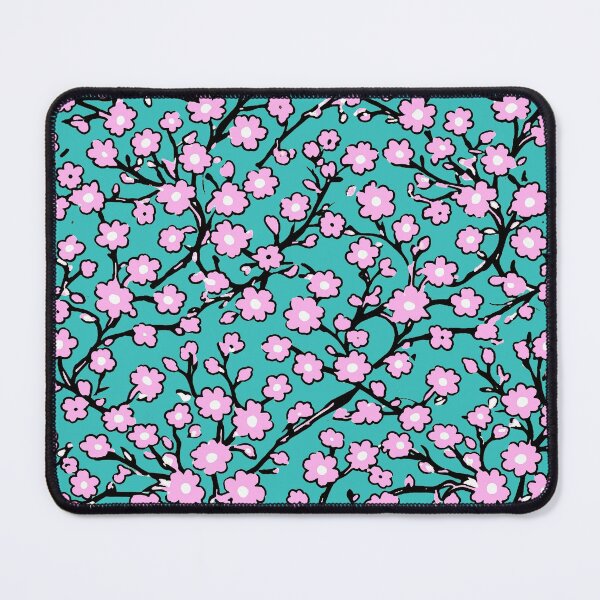 Item preview, Pink Cherry Blossoms Spring Print on Seafoam Green designed and sold by BeJolley.
