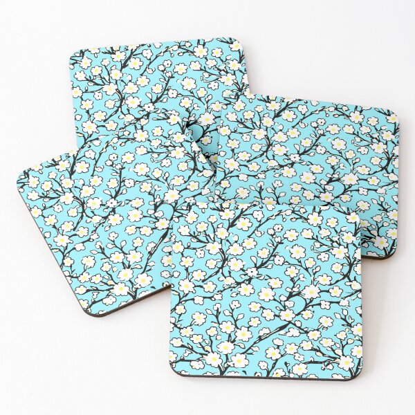 Item preview, Daisies Floral Blossoms Print on Bright Blue designed and sold by BeJolley.