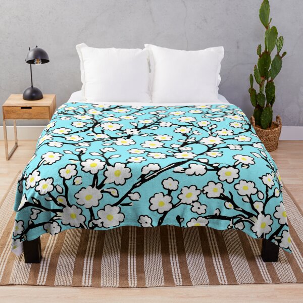 Item preview, Daisies Floral Blossoms Print on Bright Blue designed and sold by BeJolley.