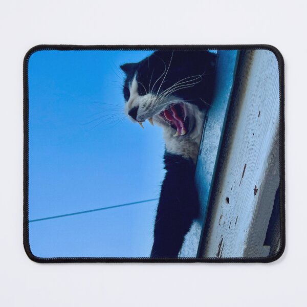 Item preview, A roaring yawn of black and white cat designed and sold by SalmonInk.