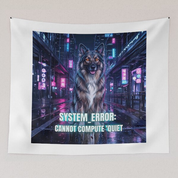 Item preview, Neon German Shepherd Chaos - Cyberpunk Dog Art designed and sold by C360 Studio.