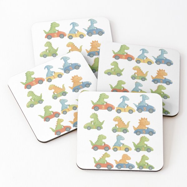 Item preview, Cute Watercolor Dinosaur Race Cars designed and sold by Marwamay.