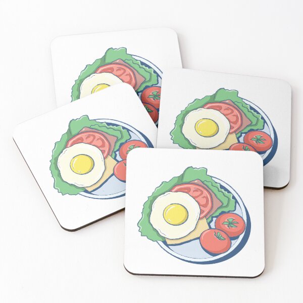 Item preview, Aesthetic Lunch Plate Illustration - Omelette and Ham Brunch Art designed and sold by morimist.