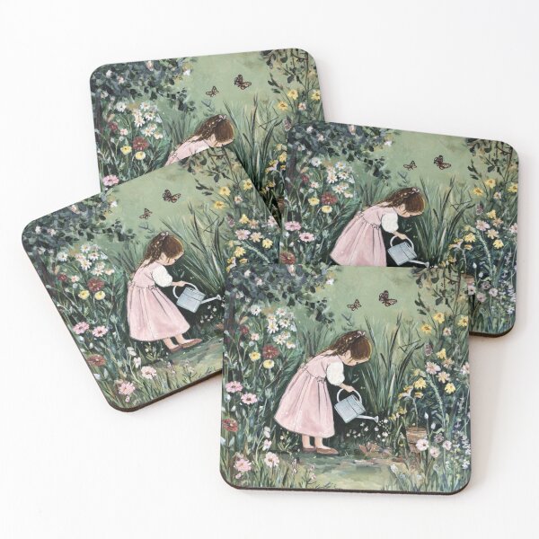 Item preview, Little Gardener Watering Flowers Whimsical Nature Art for Kids & Nursery Decor designed and sold by myfavoritesm4.