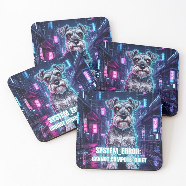 Item preview, System Error Cannot Compute Quiet - Funny Neon Schnauzer Cyberpunk Art designed and sold by C360 Studio.