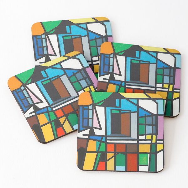 Artikelvorschau, Bauhaus Pattern in Blue Yellow Coral Retro Grid Art entworfen und verkauft von Timegraf.