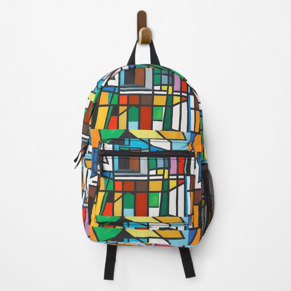 Artikelvorschau, Bauhaus Pattern in Blue Yellow Coral Retro Grid Art entworfen und verkauft von Timegraf.
