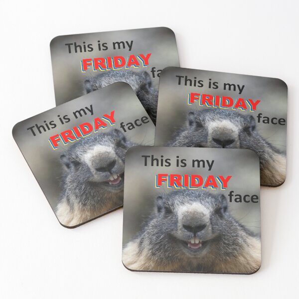 Item preview, This Is My Friday Face — Happy Marmot Funny Wildlife Meme designed and sold by AnotherMarmot.