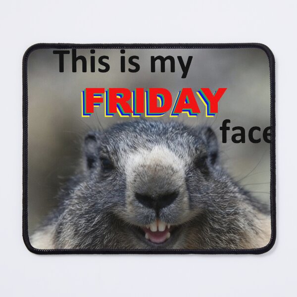 Item preview, This Is My Friday Face — Happy Marmot Funny Wildlife Meme designed and sold by AnotherMarmot.