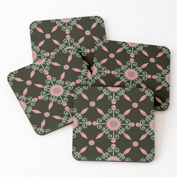 Item preview, Floral Pattern with Pink, green and black designed and sold by lovelypatterns.
