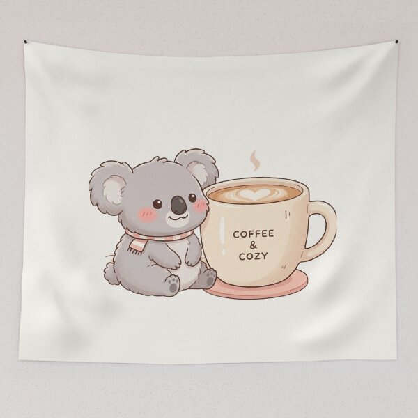 Item preview, Cute Kawaii Koala Coffee Lover – Cozy Coffee & Hygge Aesthetic designed and sold by soletstudio.