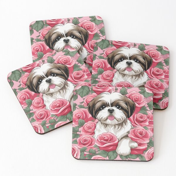 Item preview, Shih Tzu Puppy Blooming in Pink Roses designed and sold by CASASIS_MERCH.