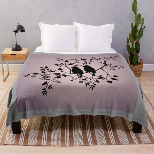 Item preview, Romantic Birds Silhouette on Branch – Dark Pink to Grey Gradient Aesthetic Love Design designed and sold by Daily Mood Studio.