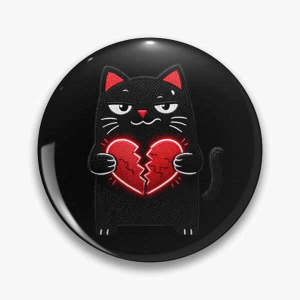 Item preview, Broken Heart black Cat Embroidery Design | Toxic Love Cute black Cat | Funny Relationship Aesthetic designed and sold by ColorSplash123.
