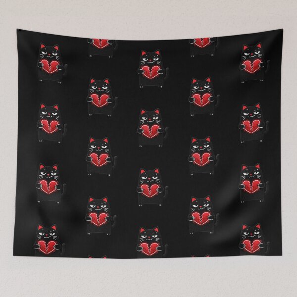 Item preview, Broken Heart black Cat Embroidery Design | Toxic Love Cute black Cat | Funny Relationship Aesthetic designed and sold by ColorSplash123.