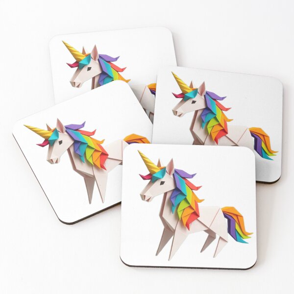 Item preview, Rainbow Origami Unicorn - 3D Geometric Paper Art Aesthetic designed and sold by RohiMade.