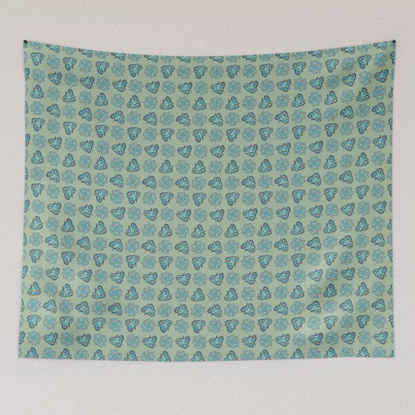 Item preview, Swirls and Hearts Blues on Light Green designed and sold by Digitalmyth's Designs.