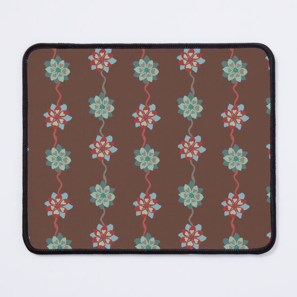 Item preview, Watercolor Vertical Stripes and Floral Blue Red and Green on Brown designed and sold by Digitalmyth's Designs.