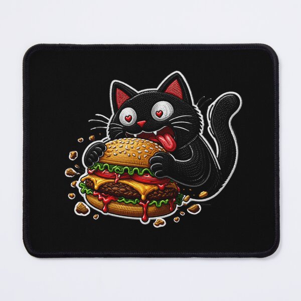 Item preview, Burger Attack black Cat | Funny Food Binge Design designed and sold by ColorSplash123.