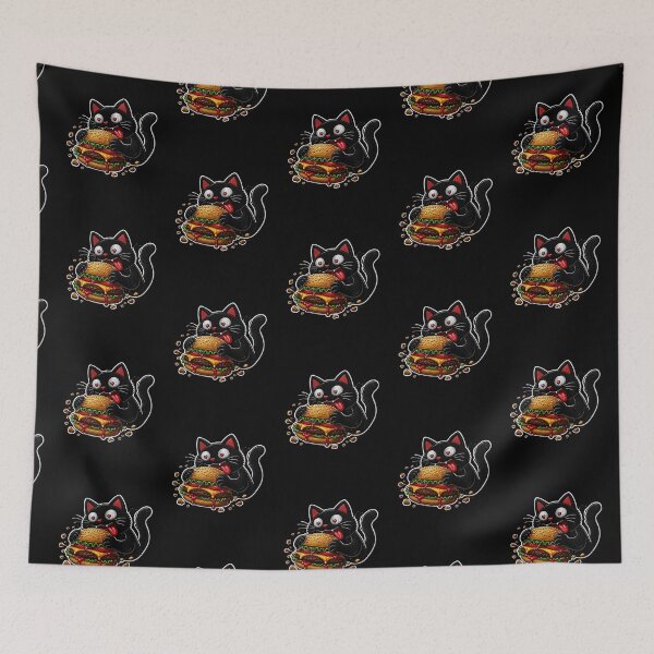Item preview, Burger Attack black Cat | Funny Food Binge Design designed and sold by ColorSplash123.