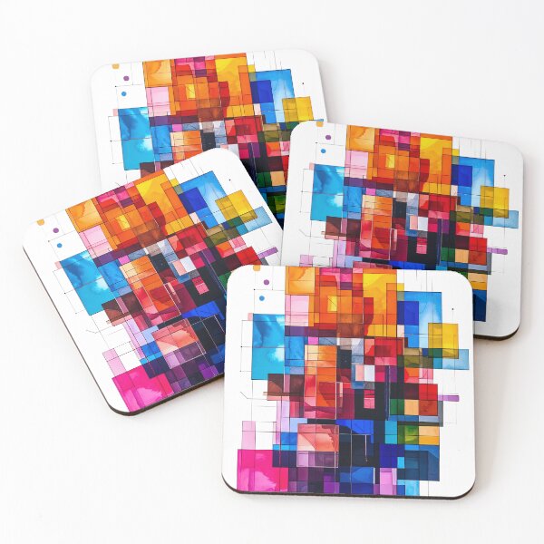 Item preview, Abstract Color Grid Watercolor Modern Geometric Composition designed and sold by NizuCaCi.