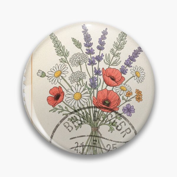 Item preview, Bucket of flowers Vintage Postage Stamp designed and sold by bloom-moon.