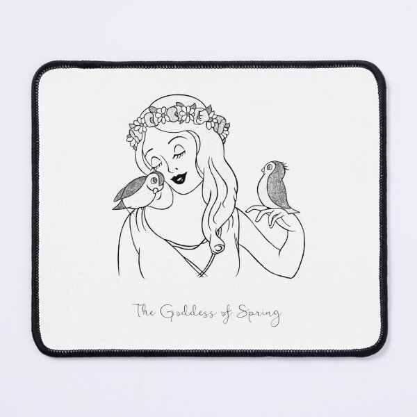 Item preview, Persephone · Goddess of Spring · Black and White Illustration · Greek Mythology Anime · Floral Art Print - Calligraphy designed and sold by Atropa Parcae.