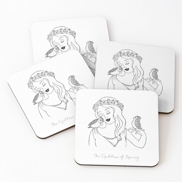 Item preview, Persephone · Goddess of Spring · Black and White Illustration · Greek Mythology Anime · Floral Art Print - Calligraphy designed and sold by Atropa Parcae.
