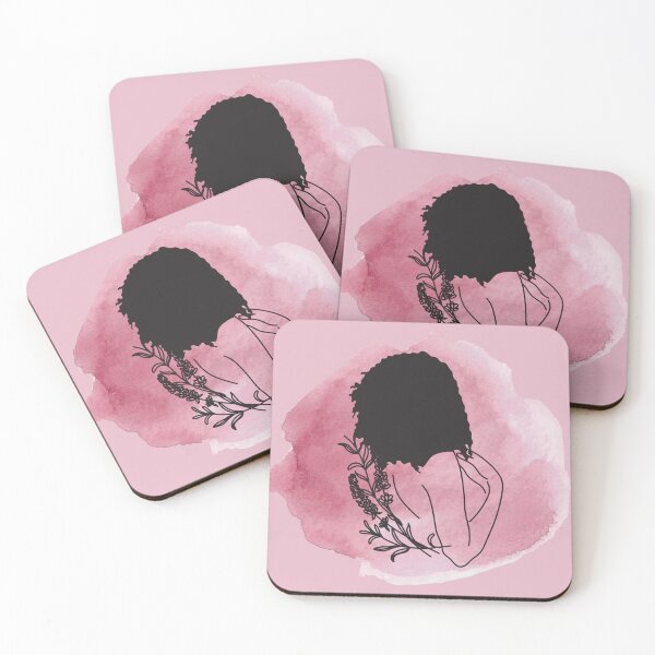 Item preview, Woman Back Profile with Pink Watercolor Splash designed and sold by AuraLoft.