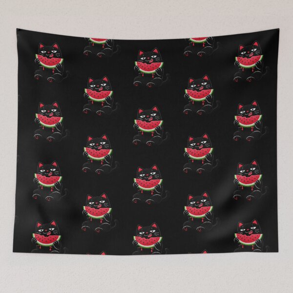 Item preview, Watermelon black Cat | Cute Summer Food Design designed and sold by ColorSplash123.