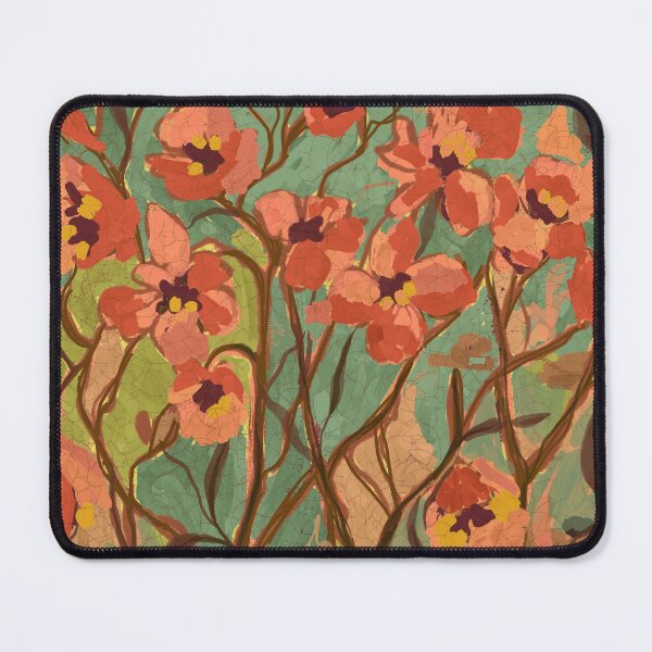 Item preview, Abstract summer garden peach and terracotta flowers with branches  designed and sold by LKL-Designs.