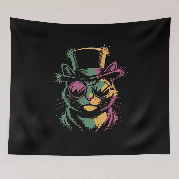 Item preview, Mardi Gras Cat With Hat And Glasses Men Women Kids designed and sold by Rrettgison.