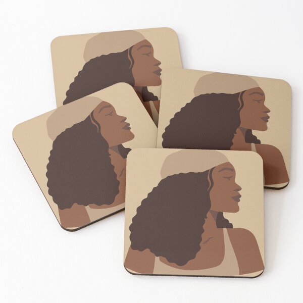 Item preview, Minimalist Black Woman Profile with Beret Boho Art designed and sold by AuraLoft.