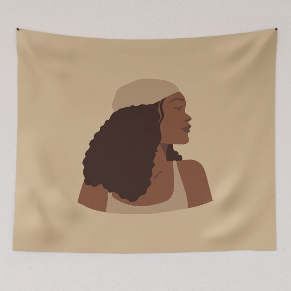 Item preview, Minimalist Black Woman Profile with Beret Boho Art designed and sold by AuraLoft.
