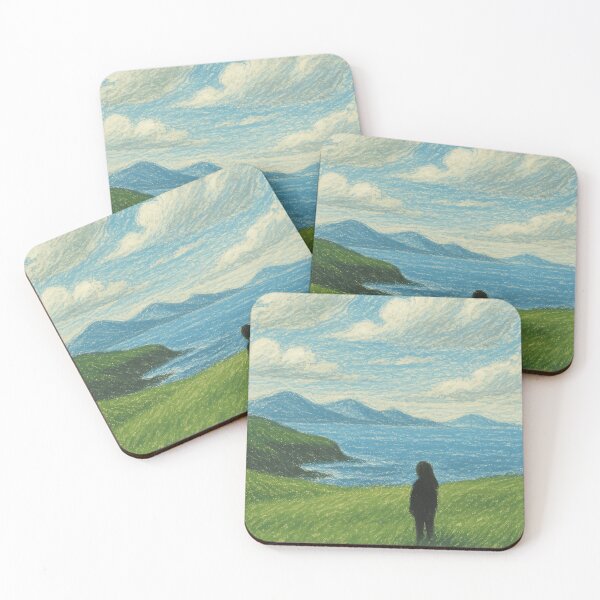 Item preview, Silent Horizon – Minimal Pastel Landscape with Solitary Figure designed and sold by VelvetBrandon.