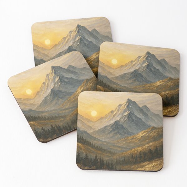 Item preview, Golden Peak Majesty – Dramatic Mountain Landscape at Sunset designed and sold by VelvetBrandon.