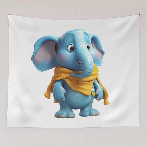 Item preview, Blue Elephant with Golden Scarf designed and sold by Sillytoe.