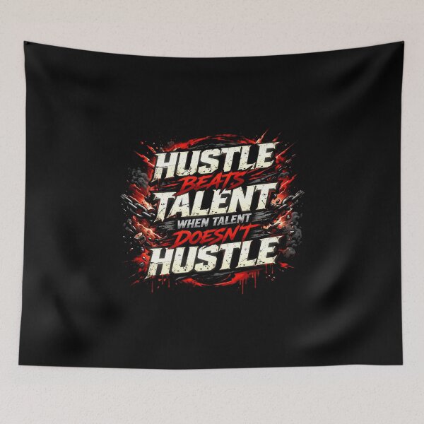 Item preview, hustle beats talent broken chains explosive red black gym motivation wall art designed and sold by SoulFlex.