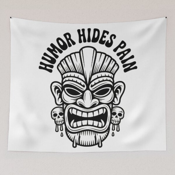 Item preview, Humor Hides Pain – Tribal Mask Dark Expression Design designed and sold by NewUSShop.