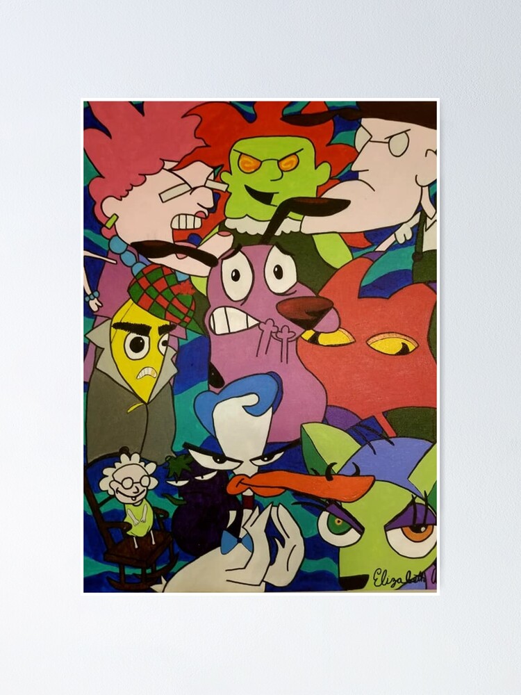 Courage The Cowardly Dog Collage Poster By Elizabethanne48 Redbubble