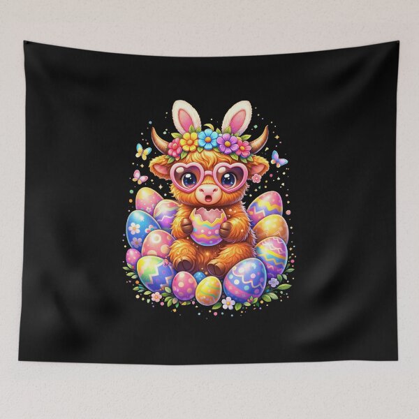 Item preview, Happy Easter Highland Cow Heifer Easter Day Farmer Cowgirl designed and sold by CORJIDOG-ART.
