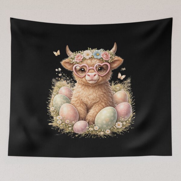 Item preview, Happy Easter Highland Cow Heifer Easter Day Farmer Cowgirl designed and sold by CORJIDOG-ART.